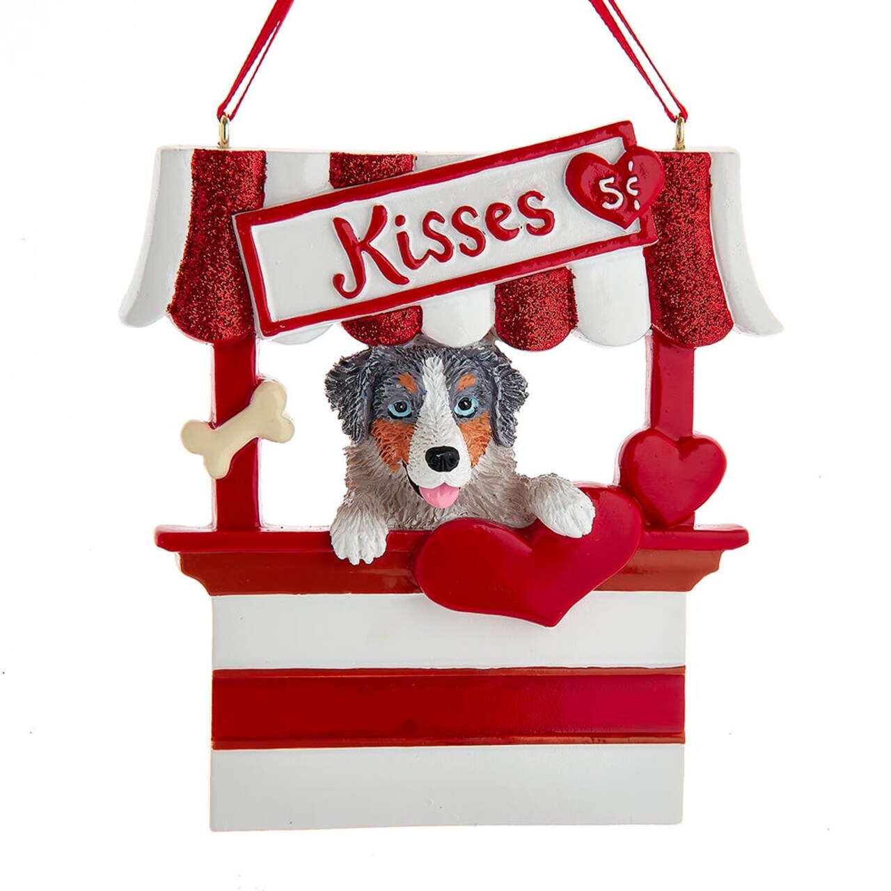Dog Kisses - Kissing Booth Ornament - Australian Shepherd